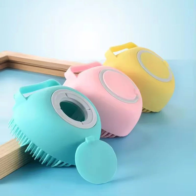Silicone Pet Bath Massage Brush with Foam Dispenser
