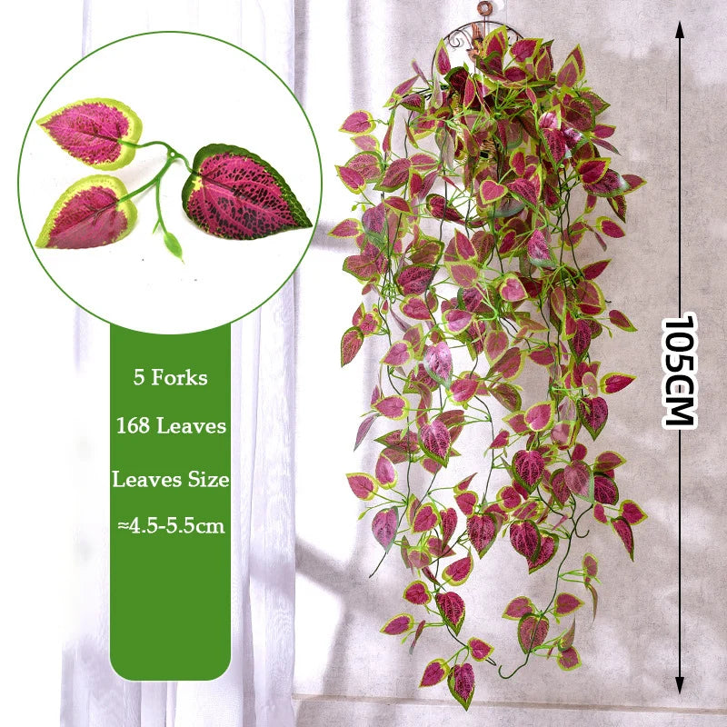 Artificial ivy wall hanging plant featuring 168 leaves with a size of 4.5-5.5 cm.