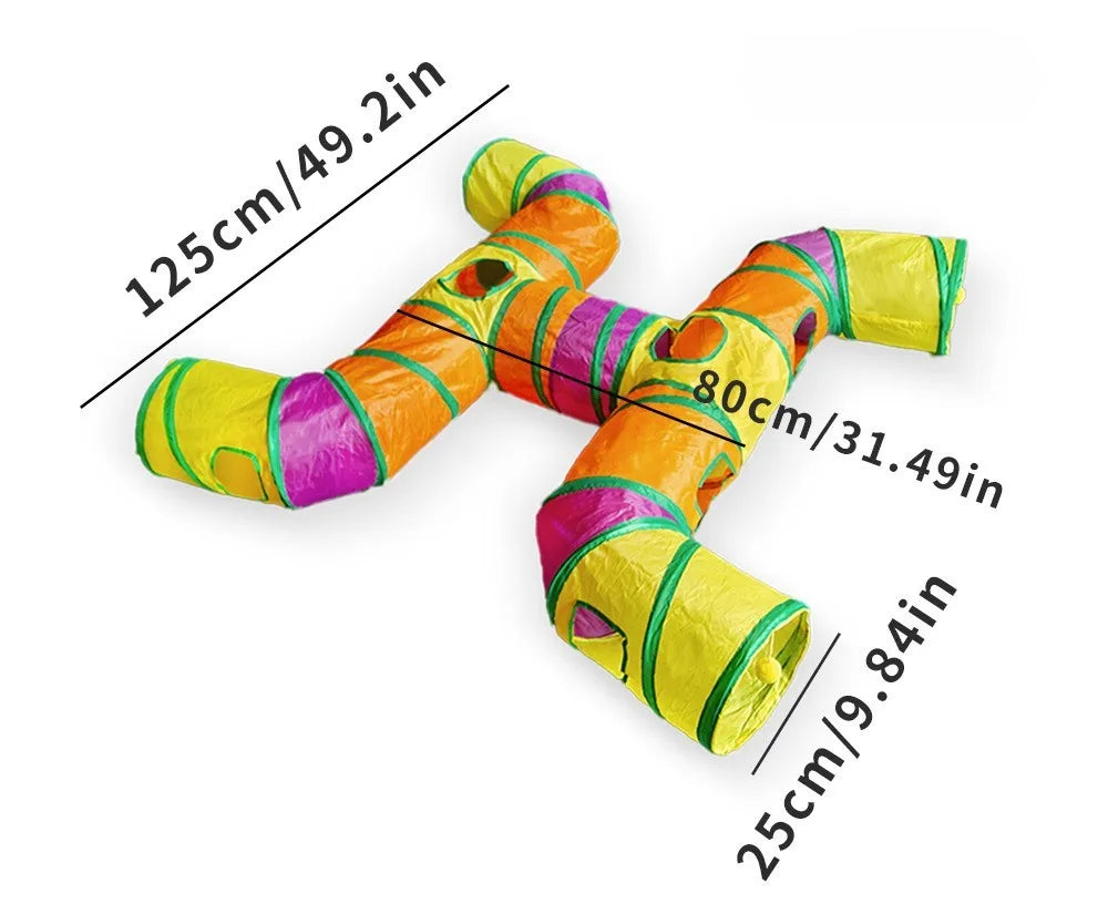 Foldable Cat Play Tunnel with S-Shaped Design