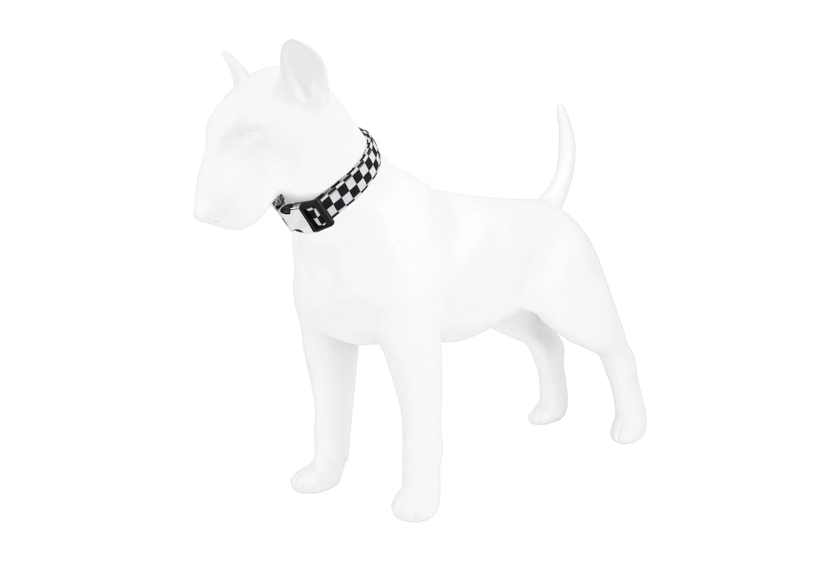 Adjustable Checker Pattern Dog Collar - Soft Nylon, Quick Release