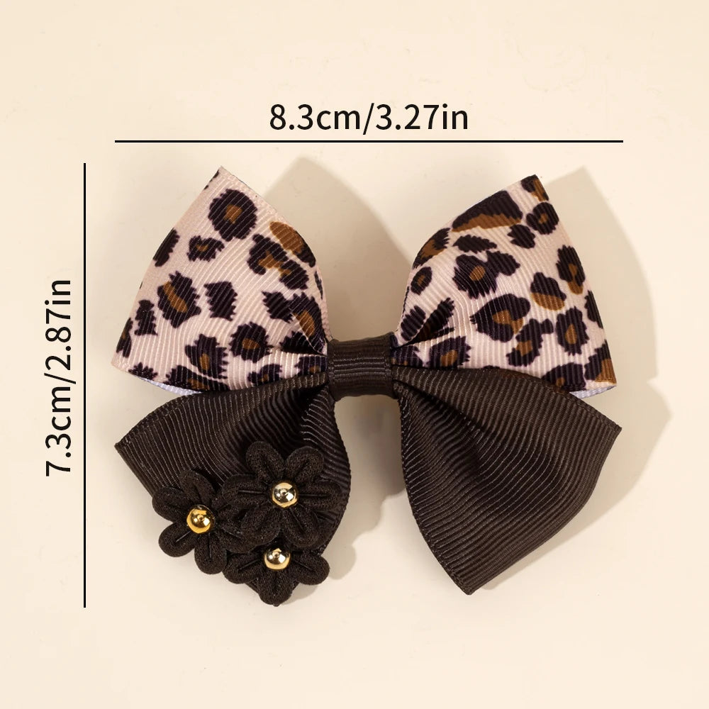 Leopard Bow Hair Clips for Girls - Set of 2