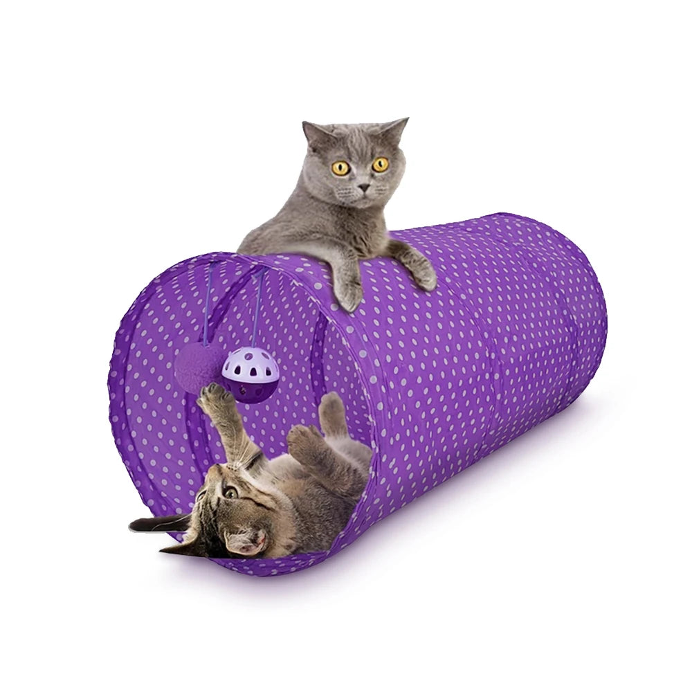 Foldable Cat Tunnel Toy with Ball
