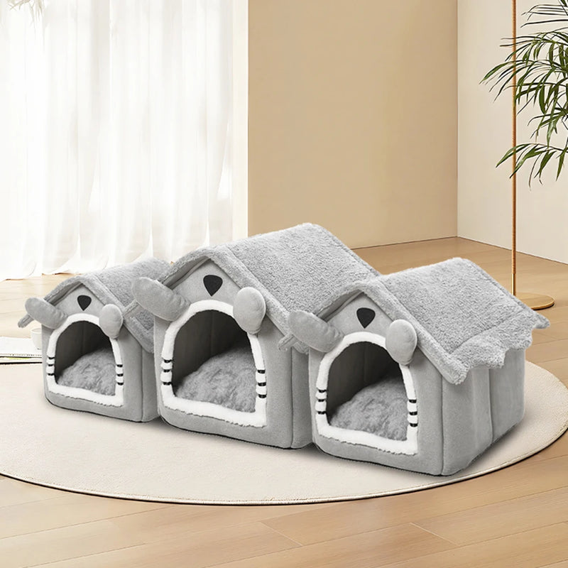 Tente-Lit de Chat et Chien Doux avec Coussin Amovible