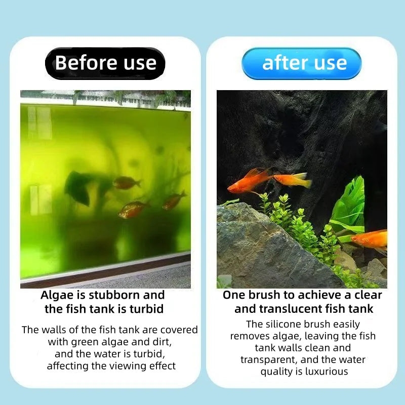 Telescopic Aquarium Algae Scraper with Stainless Steel Pole and Silicone Head