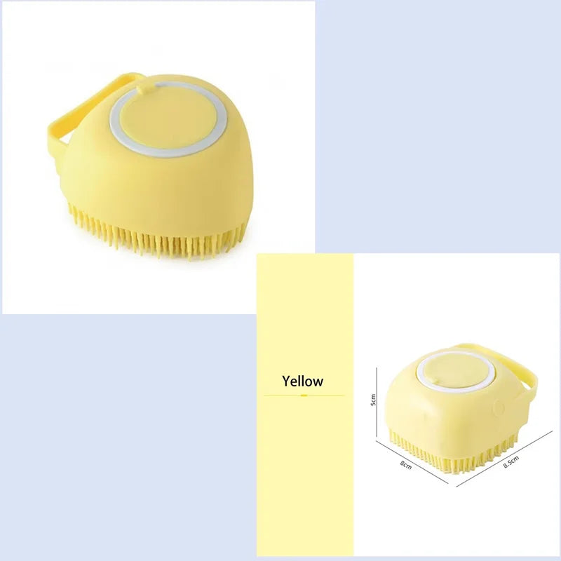 Silicone Pet Bath Massage Brush with Foam Dispenser