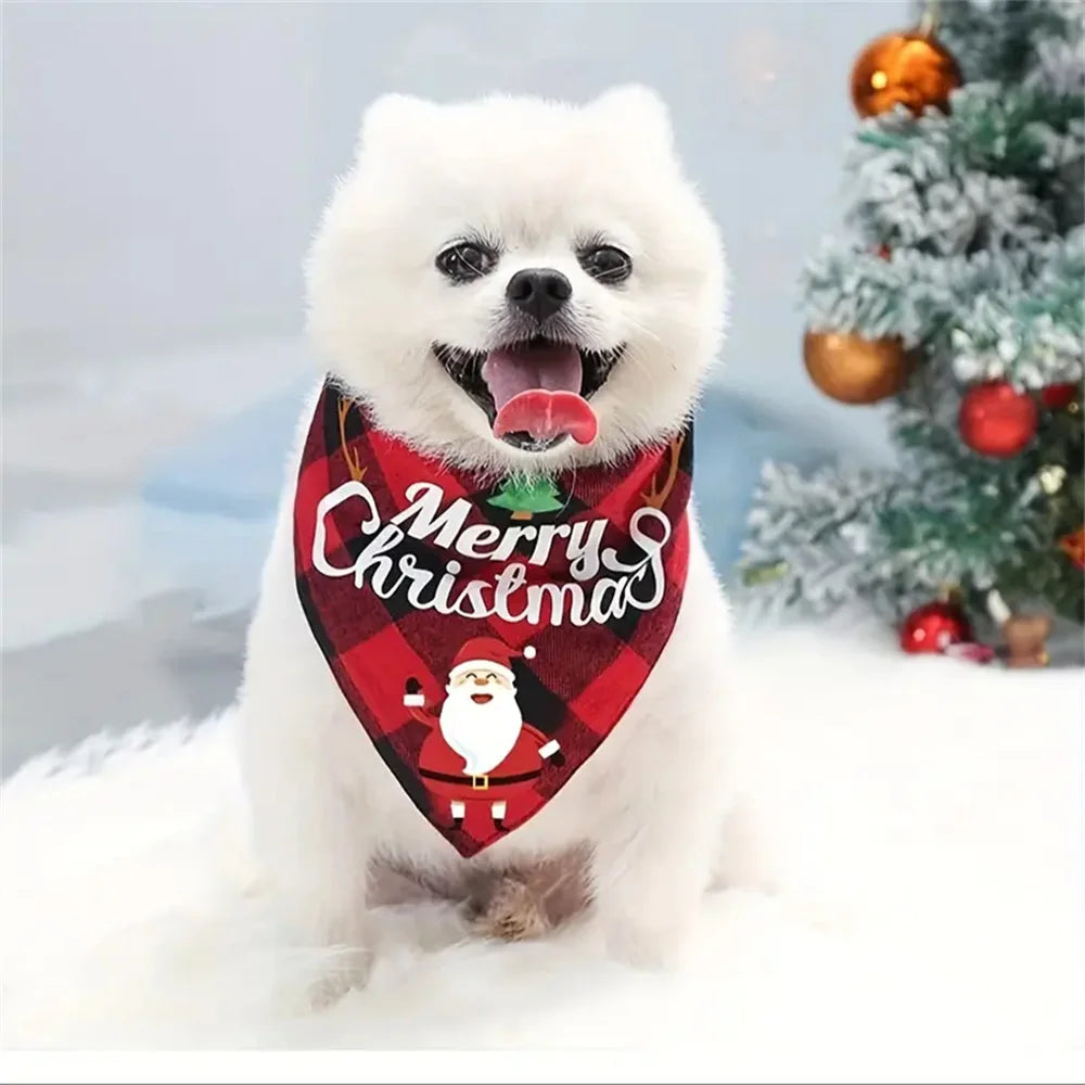 Christmas Triangle Dog Bandana Scarf with Adjustable Fit