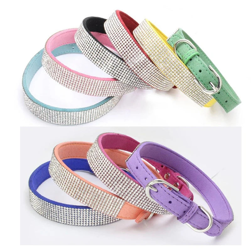 Kristall-Straß-Halsband aus Leder