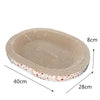 Round beige cat scratching post with a decorative floral rim and dimensions 40cm by 28cm and 8cm high
