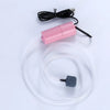 A pink USB silent air pump with a black cord and clear tubing for aquarium oxygenation.