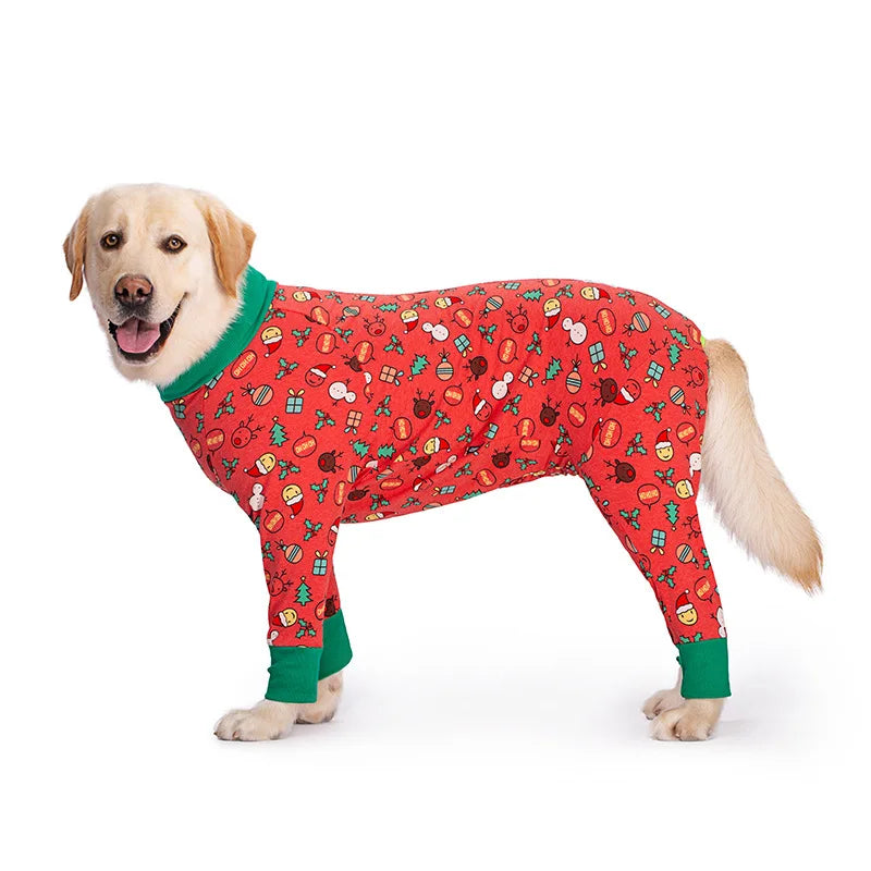 Soft Cotton Dog Pajamas Jumpsuit for Medium & Large Dogs