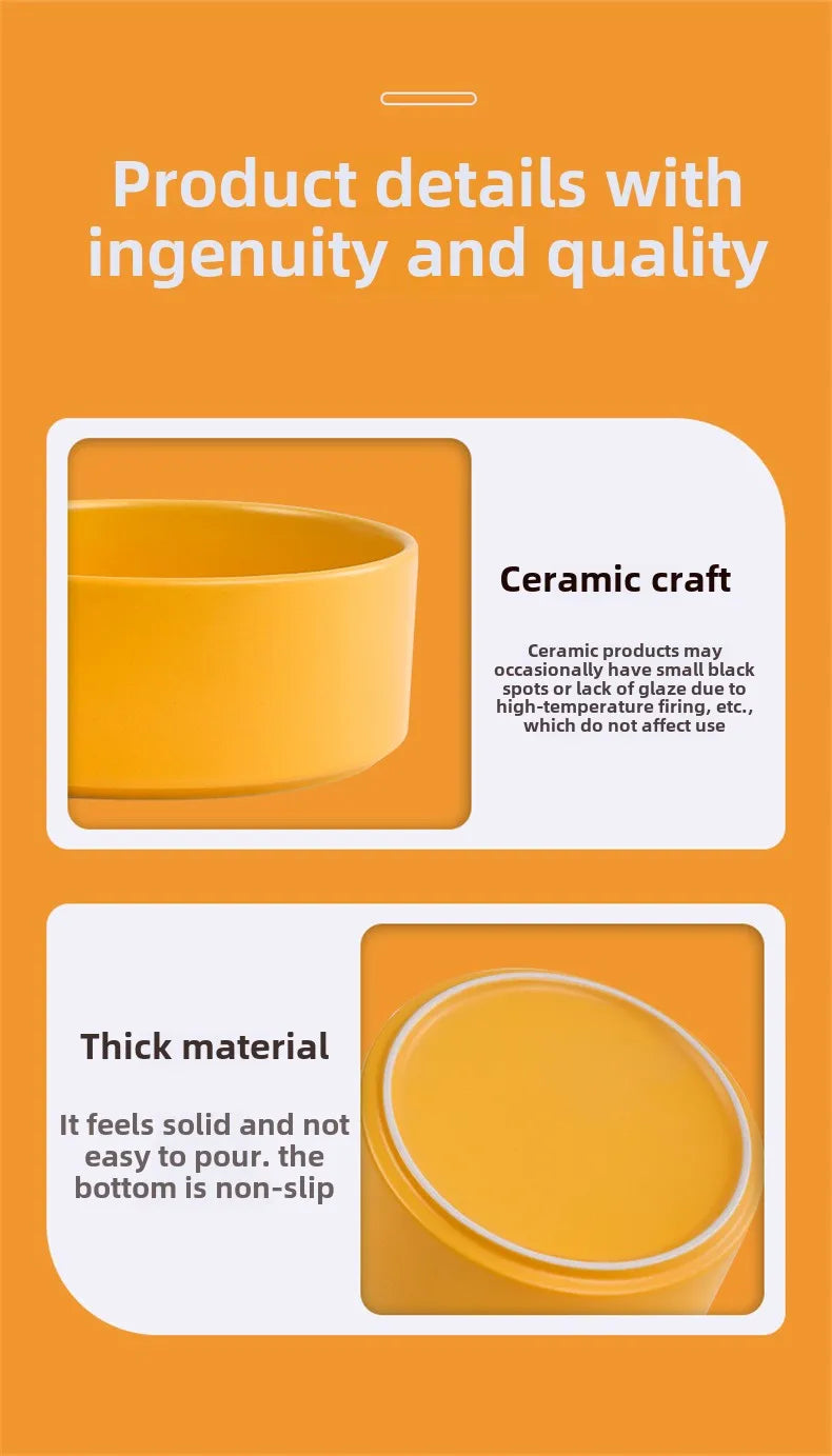 Elevated Ceramic Pet Bowl with Wooden Stand