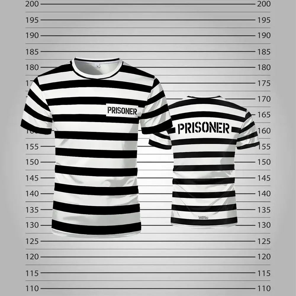 Classic Prisoner Striped T-Shirt for Halloween and Casual Wear
