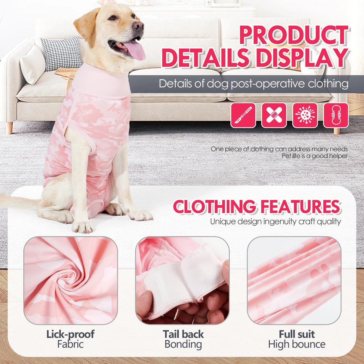 Dog Recovery Suit – Anti-Licking Protective Onesie for Post-Surgery & Wound Care