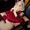 Elegant Cotton Pet Dress with Bow for Small Dogs and Cats