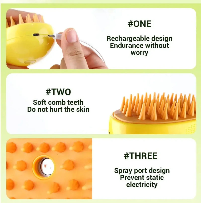 Brosse de toilettage à vapeur pour chats et chiens