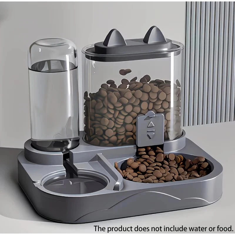 2-in-1 Pet Water and Food Dispenser with Dual Bowls