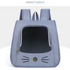 A light blue breathable pet carrier backpack for cats and small dogs displayed against a white background.