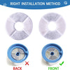 Diagram showing the correct front and back installation methods for activated carbon replacement filters.