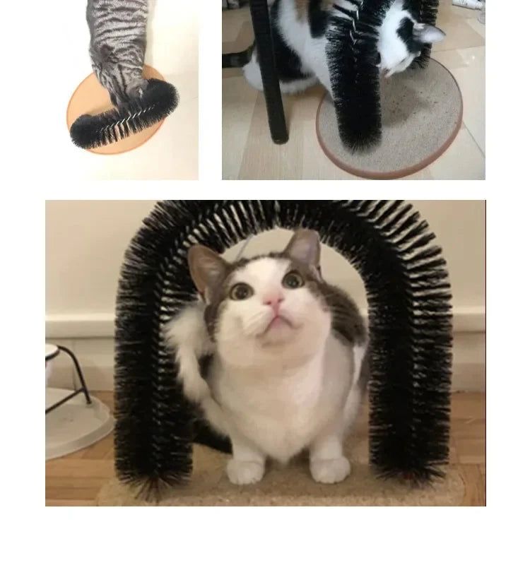 Archet de Toilette pour Chat avec Brosse Massage et Panneau à Griffer