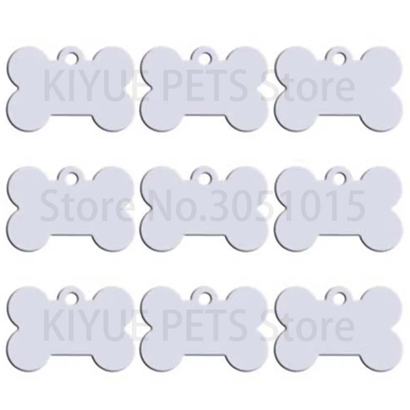 Silver bone-shaped dog ID tags for pets