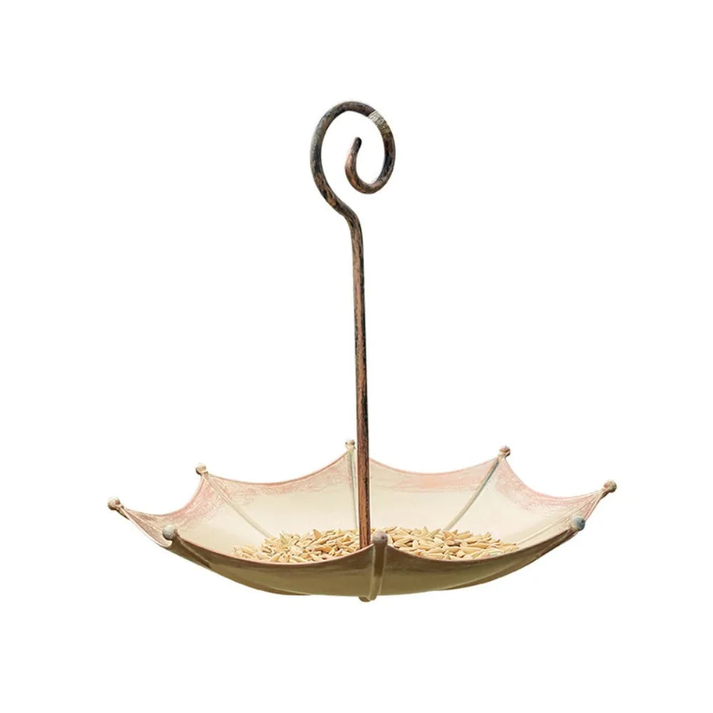Umbrella-Shaped Hanging Bird Feeder with Leak-Resistant Design