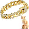 Luxury Crystal Cuban Chain Cat Collar with Safety Buckle
