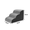 A gray washable memory foam pet ramp for dogs and cats shown in profile with dimensions 35cm high, 40cm long, and 55cm wide.