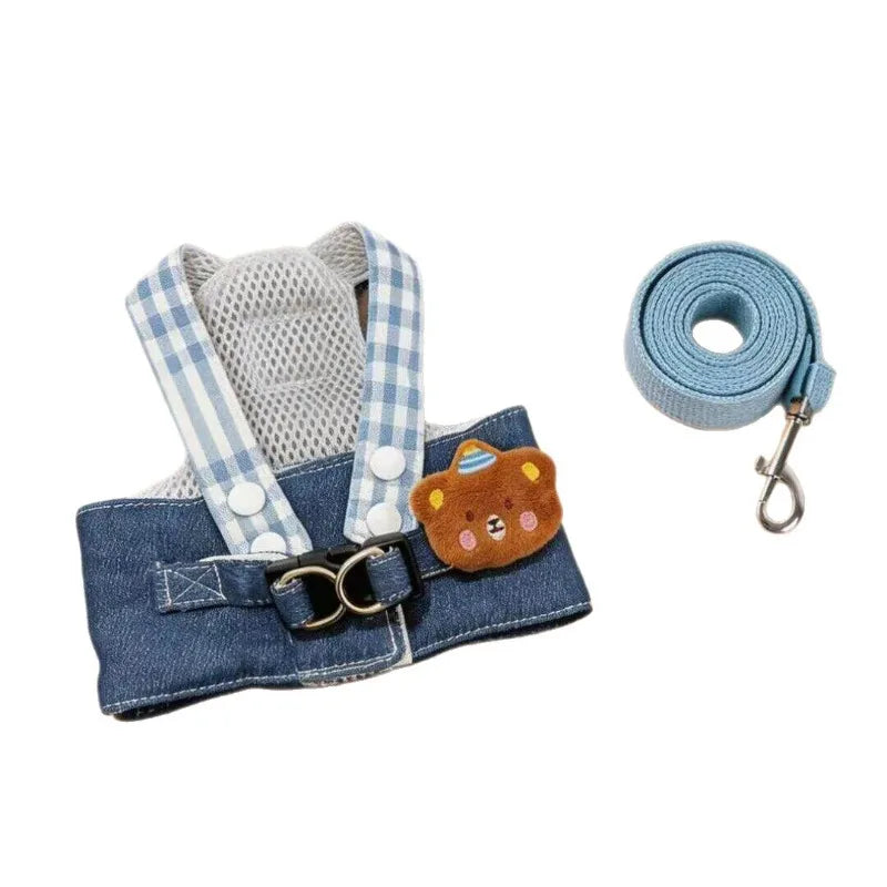 Cartoon Dog Harness Vest with Matching Leash
