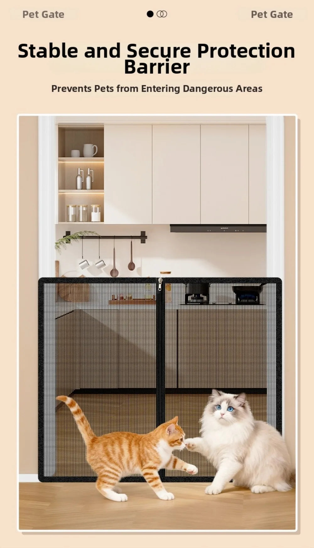 Breathable Metal Mesh Pet Barrier Gate with Zipper Door
