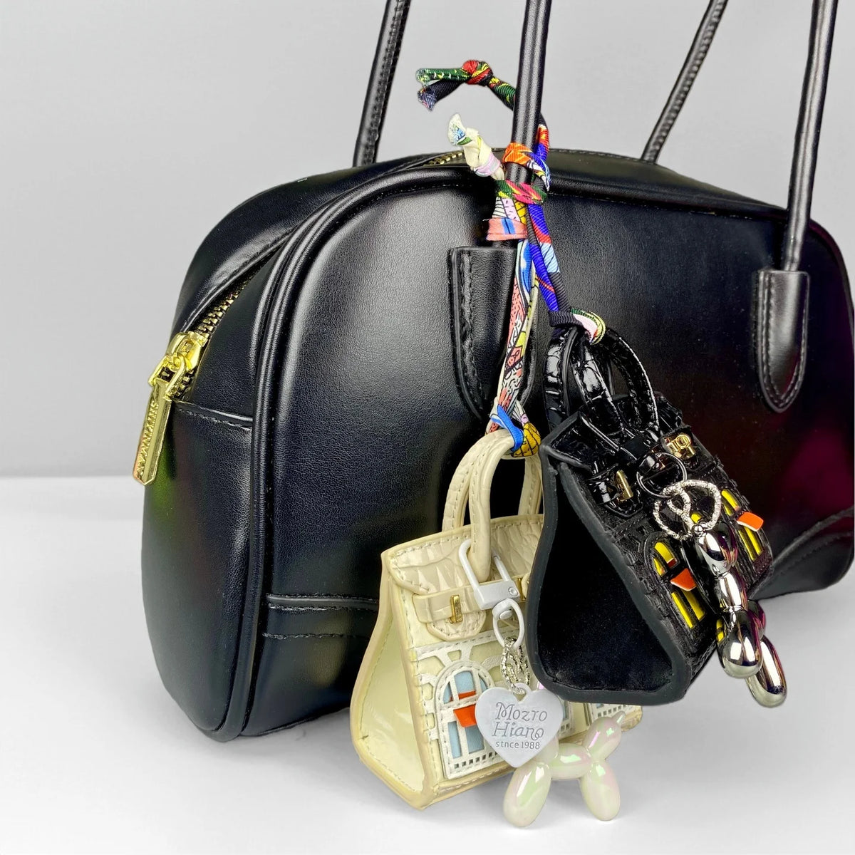 Handcrafted Mini House-Shaped Handbag with Puppy Keychain