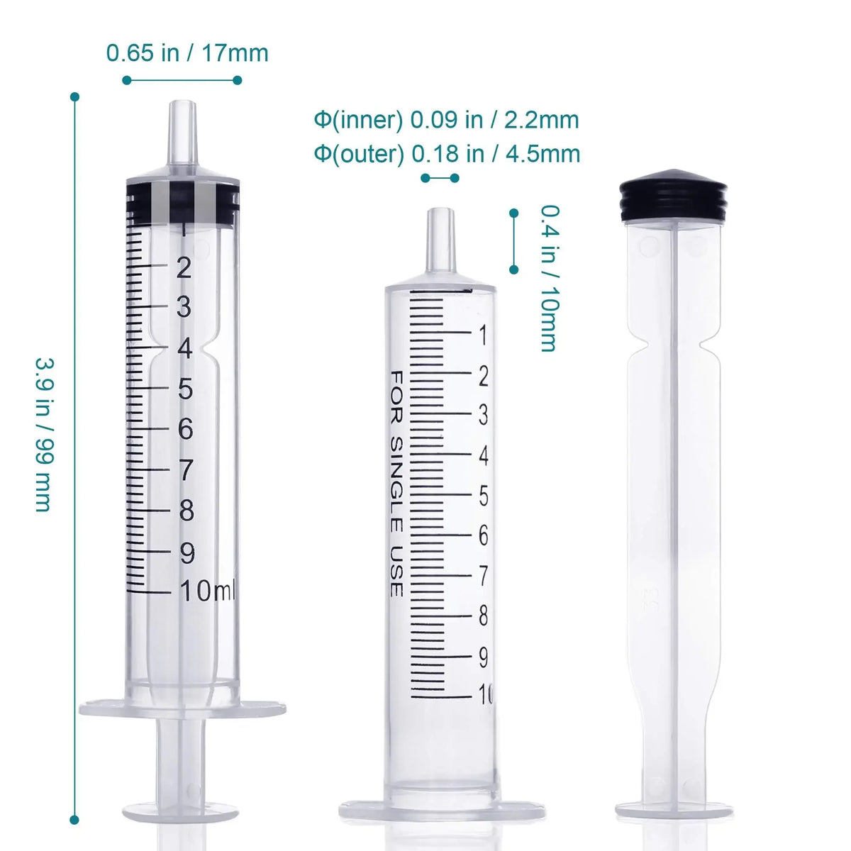 10ml Plastic Syringe for Liquid Measurement & Dispensing (Pack of 10)