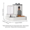 A white gravity-fed pet feeder and water dispenser combo unit with a clear tank and food compartment.