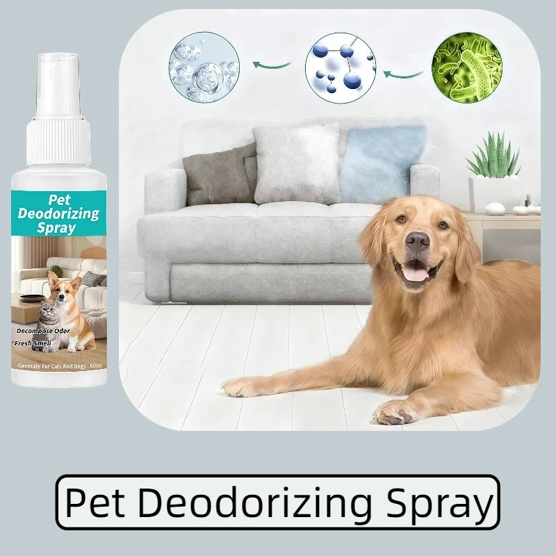 Pet Deodorizing Spray for Dogs & Cats – 60ml Odor Remover