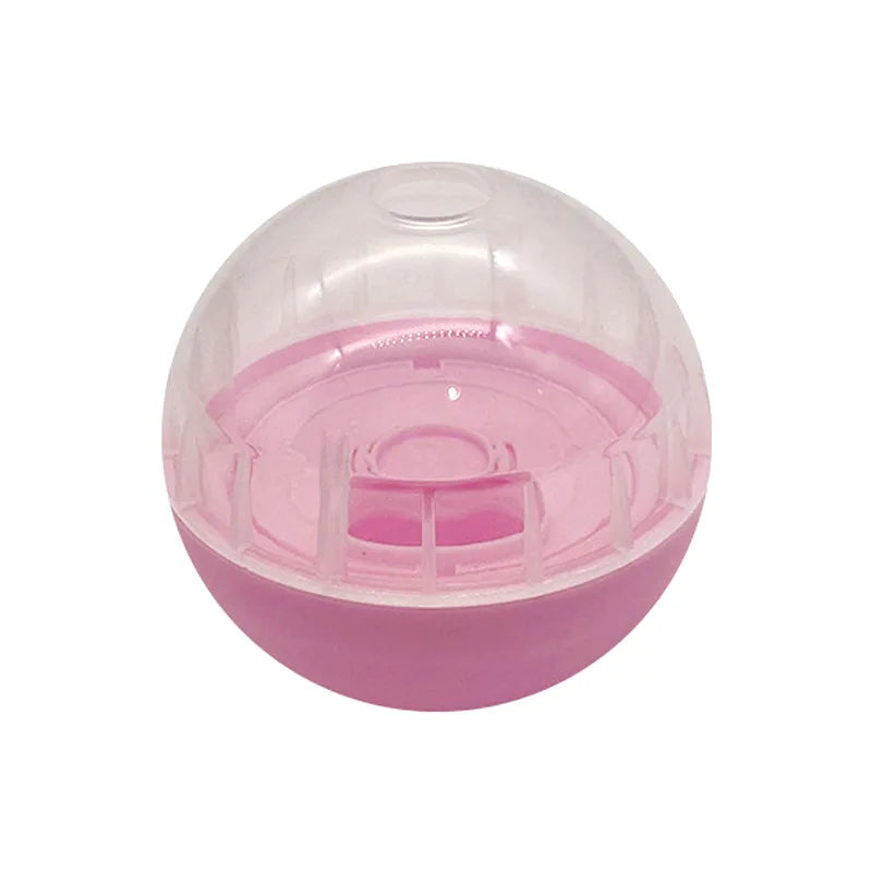 Pinker Plastik-Hundeball mit Deckel zum Ausgeben von Leckerlis.