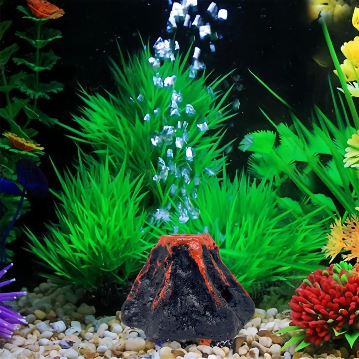 Mini Resin Aquarium Volcano Air Bubbler with Oxygen Stone