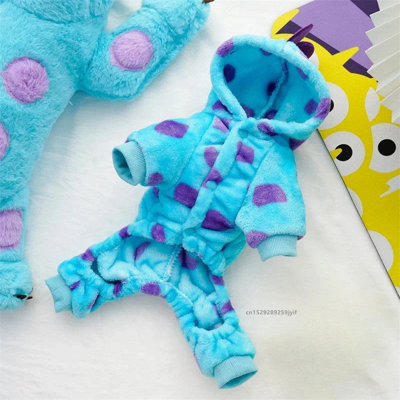 Abrigo con Capucha de Dinosaurio para Mascota en Azul