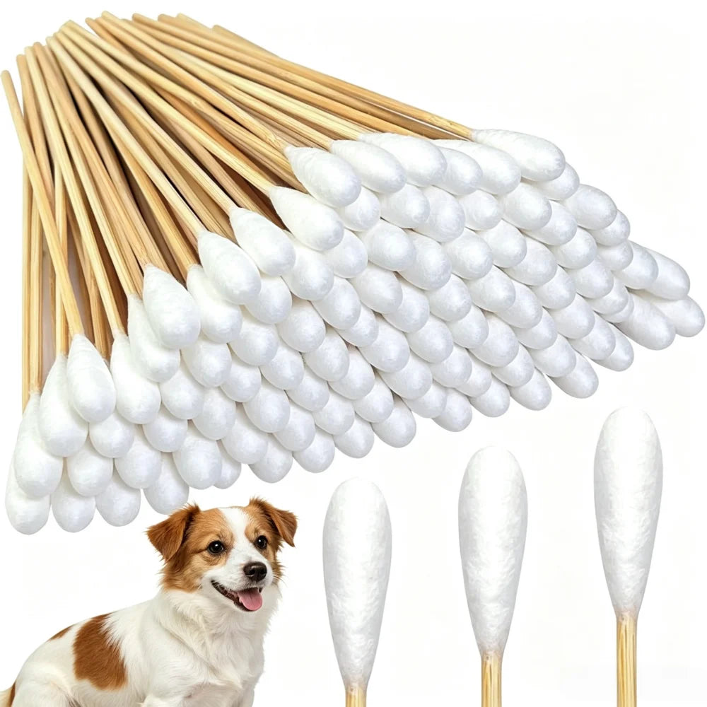 Extra-Long Double-Tipped Cotton Swabs for Pet Ear Care