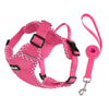 Pink breathable mesh dog harness and leash set with reflective trim