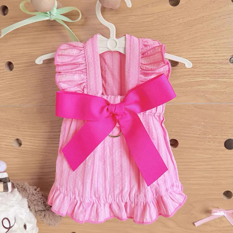 Vestido de algodón a rayas para perros de razas pequeñas