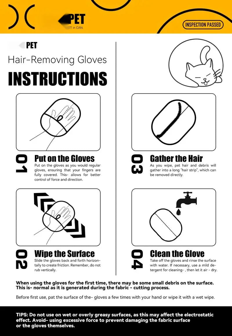 Pet Hair Removal Glove with Two-Way Brush for Cats, Dogs, and Furniture