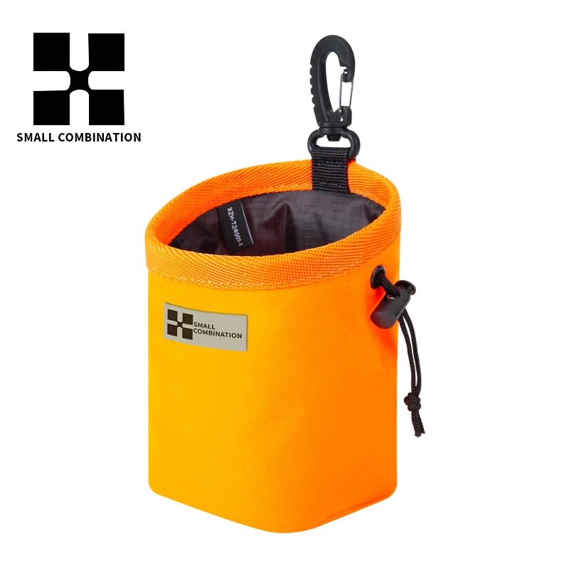Bolsa de premios para entrenamiento de perros portátil naranja con clip de mosquetón negro