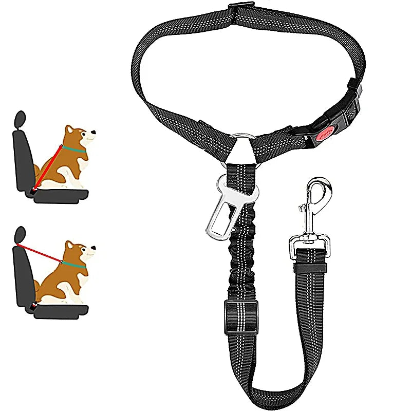 Two-in-One Pet Harness and Car Safety Belt with Reflective Leash