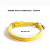Yellow adjustable cat collar with a bell made of soft PU leather and elastic webbing
