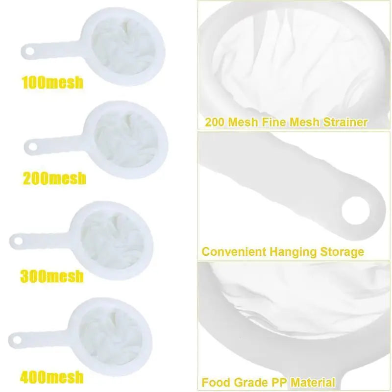 4-Pack Nylon Mesh Strainer Set with Fine Filtering Spoon