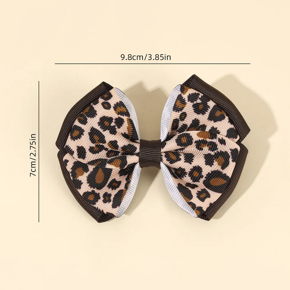 Leopard Bow Hair Clips for Girls - Set of 2