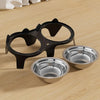 Stainless Steel Anti-Tip Cat & Dog Bowl with Double Compartments