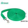 Green nylon dog training leash rolled up for storage