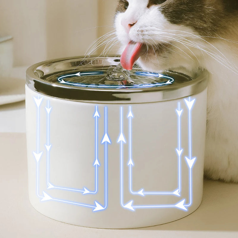Dispensador de Agua Automático para Mascotas con Bol de Cerámica
