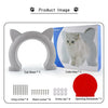 Set of cat door components including the main door, color box, long screws, short screws, screw caps, and opening framework.