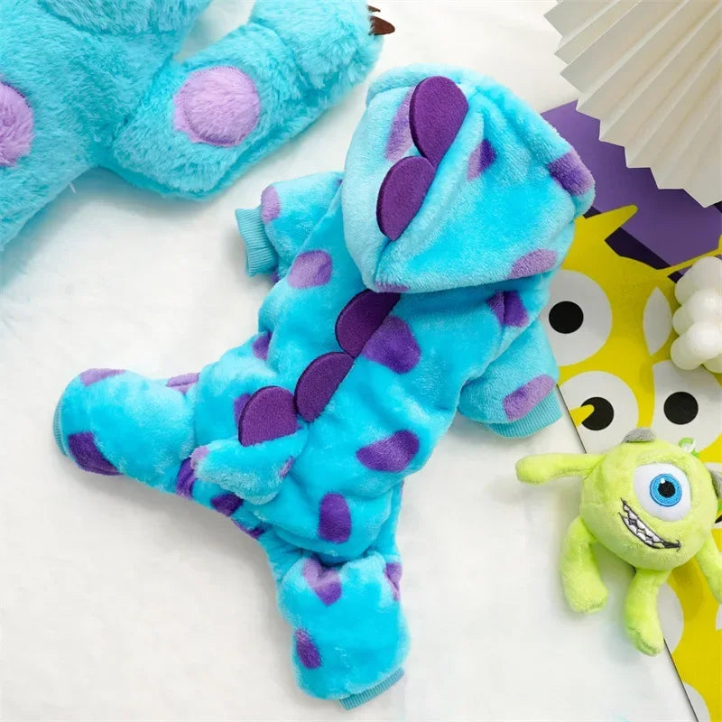 Abrigo con Capucha de Dinosaurio para Mascota en Azul